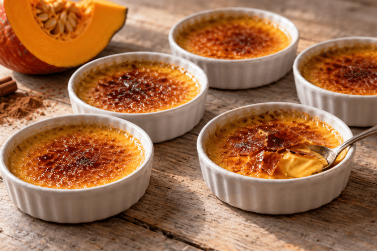 Sous sa croûte cassante, cette crème brûlée cache du potimarron
