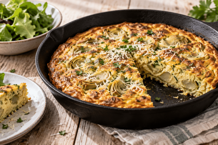 Cette frittata aux artichauts reste moelleuse sans une goutte de crème