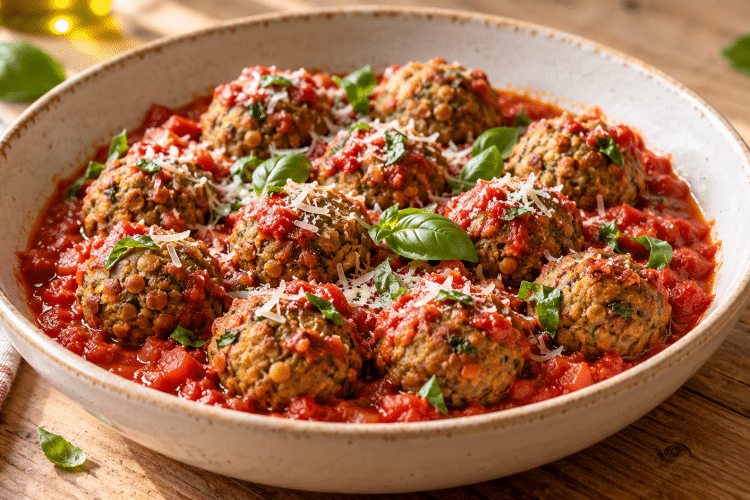 Ces polpette de lentilles tiennent dans la sauce tomate sans finir en purée